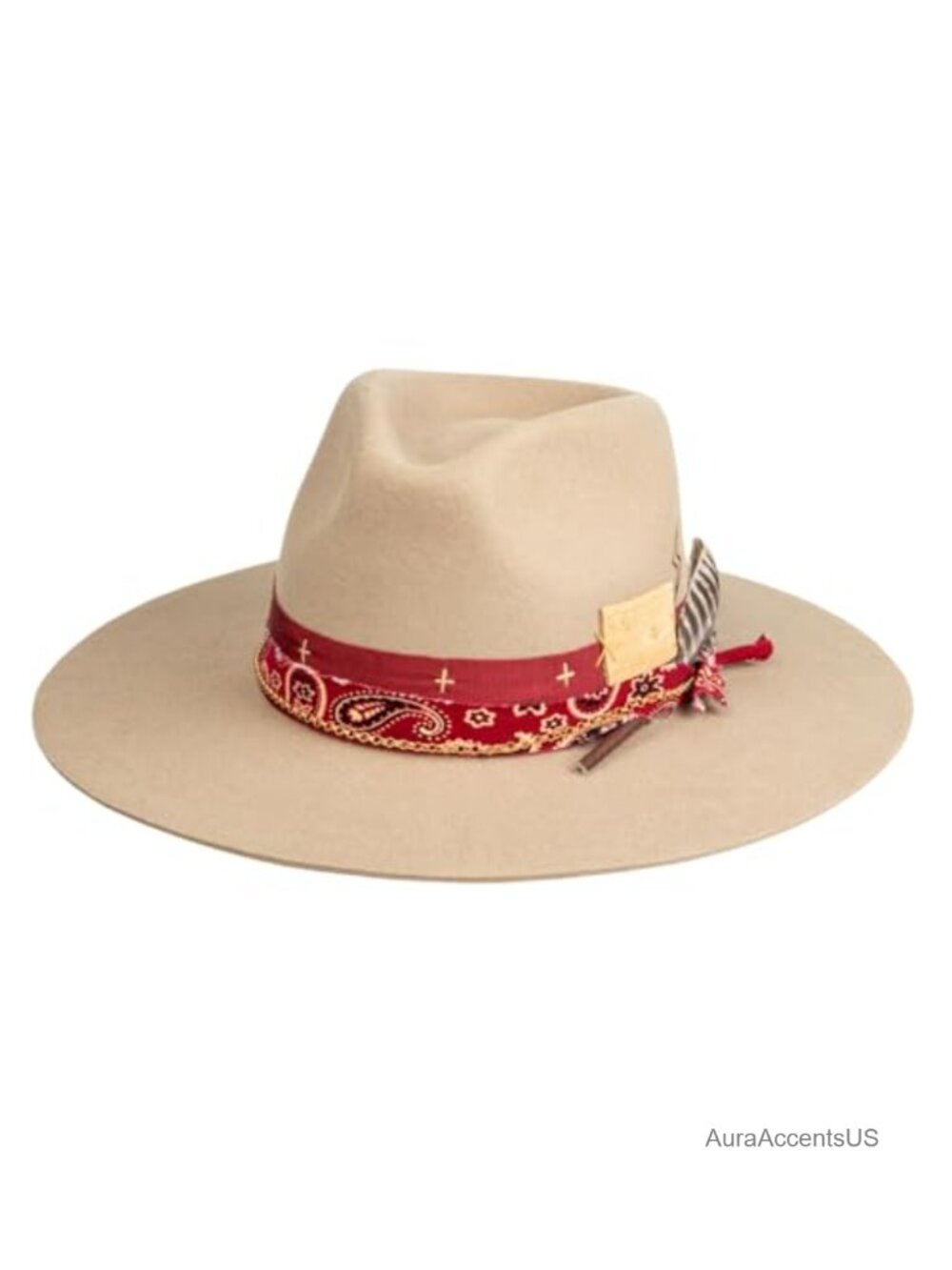 100% Wool Stiff Felt Fedora Hat Distressed Burned Wide Brim